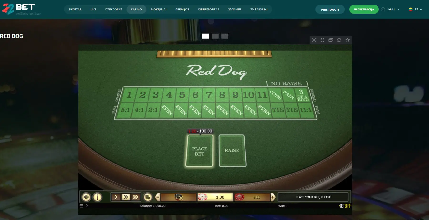 22bet casino red dog poker game - red dog casino