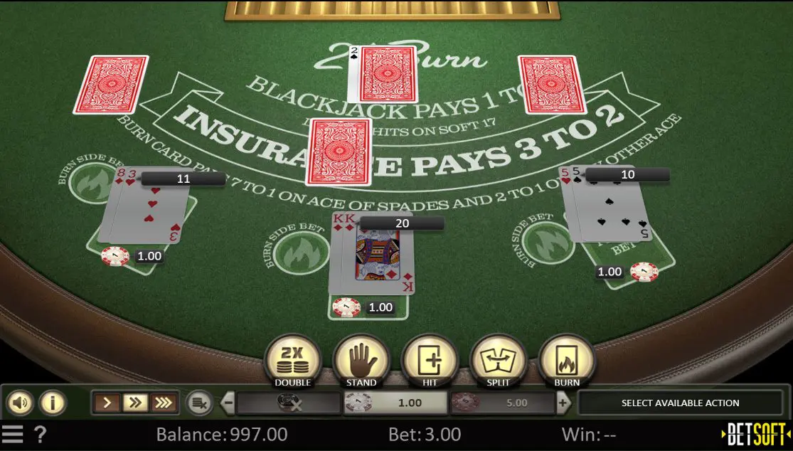 21 burn blackjack online betsoft