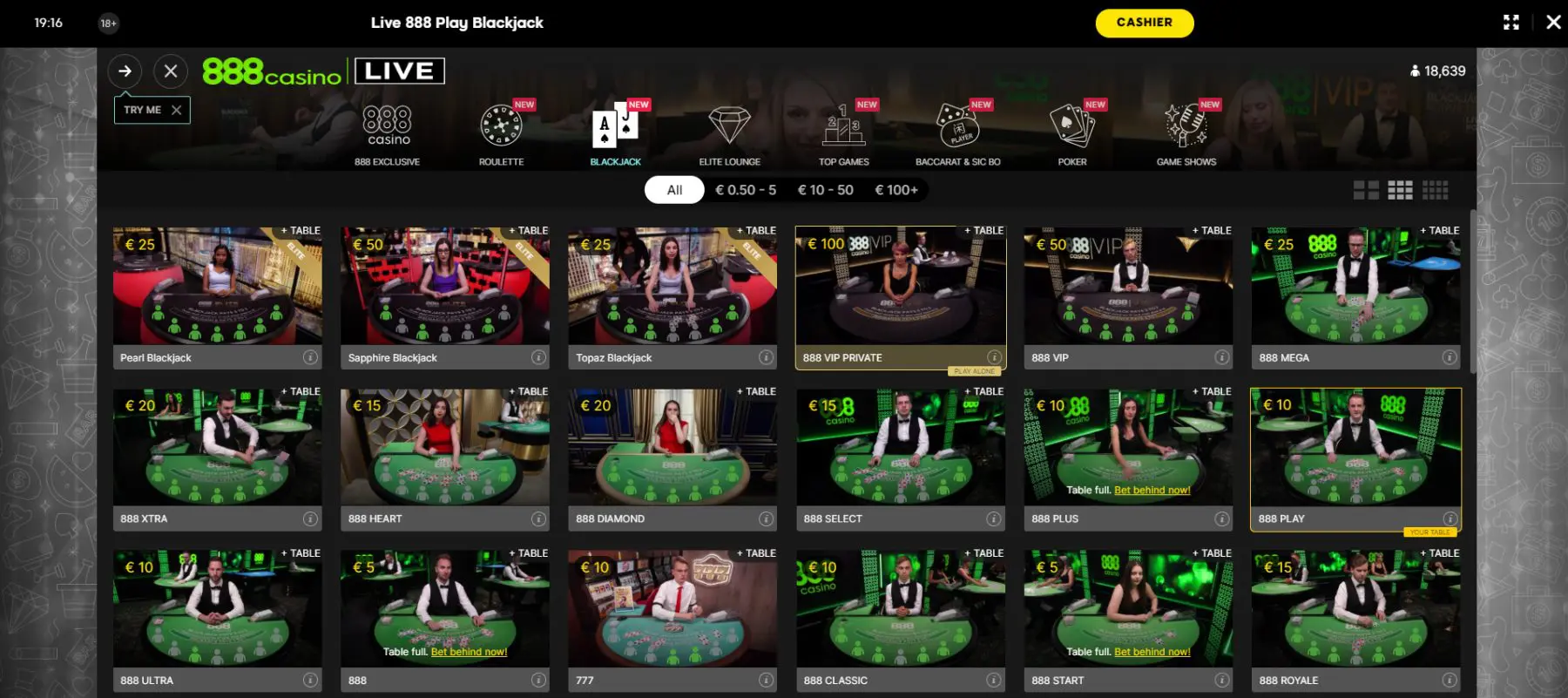 888 blackjack žaidimai gyvai