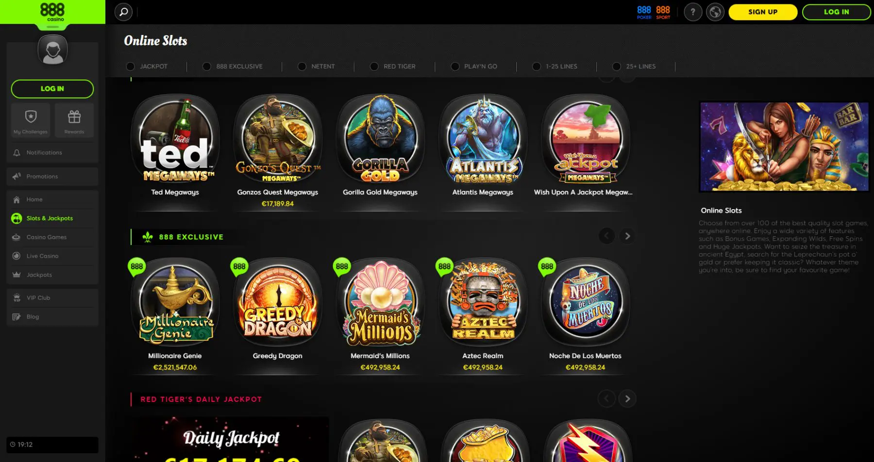 888 casino online slots lošimo automatai ted gonzo quest gorilla gold atlantis megaways millionaire genie