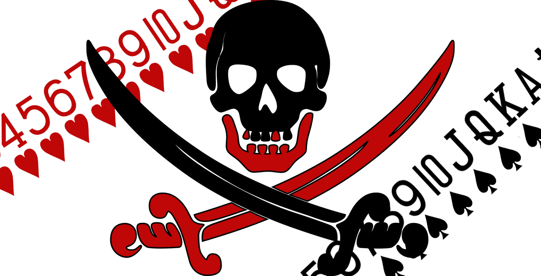 karas kortų žaidimas kaukolė su kardais