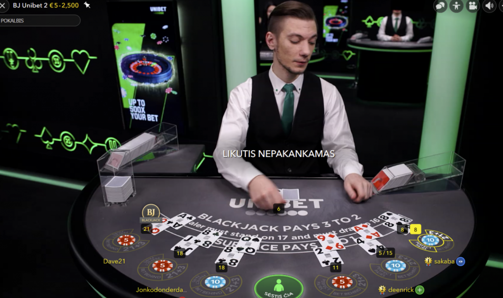 kortu zaidimas blackjack - live dealer kazino zaidimas