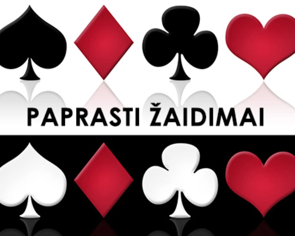 Paprasti žaidimai kortomis: „Džinas Rummy“, „Binoklis“ ir „Atmintis“