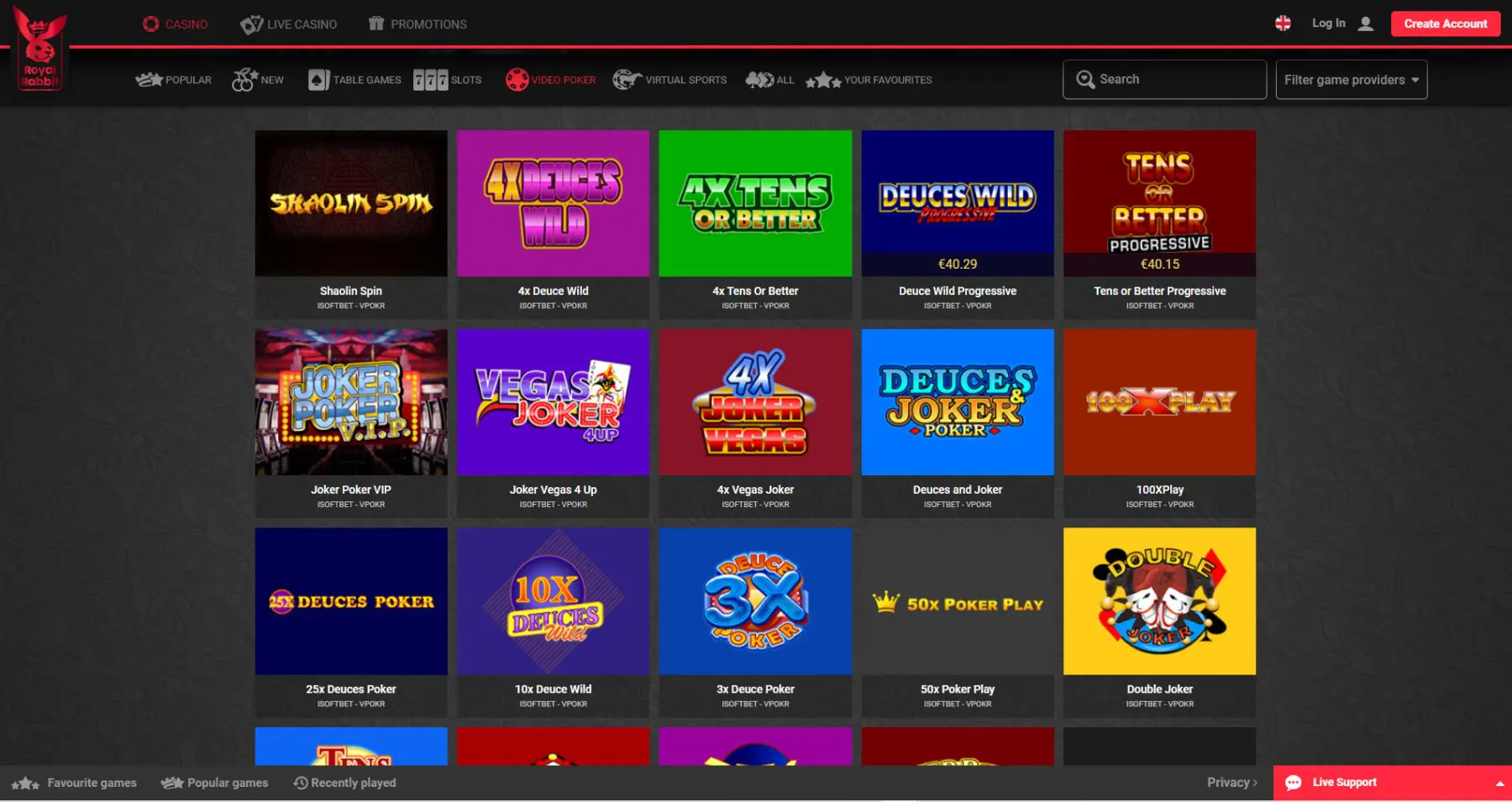 royal rabbit video pokeris - deuces wild joker poker