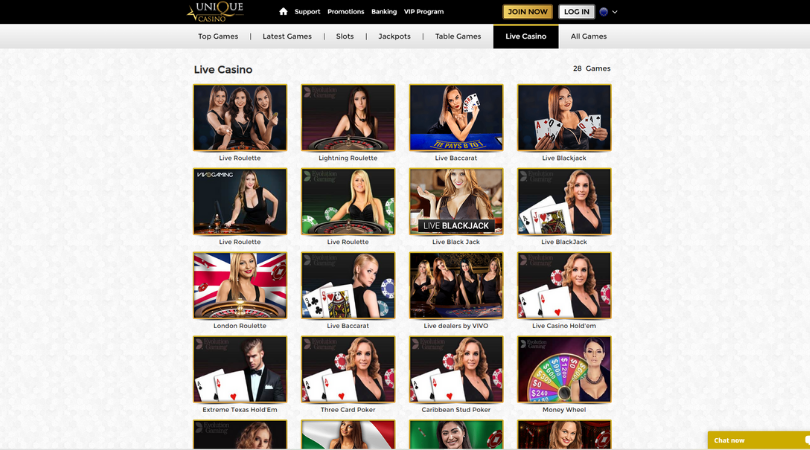 unique casino live kazino - blackjack roulette baccarat poker