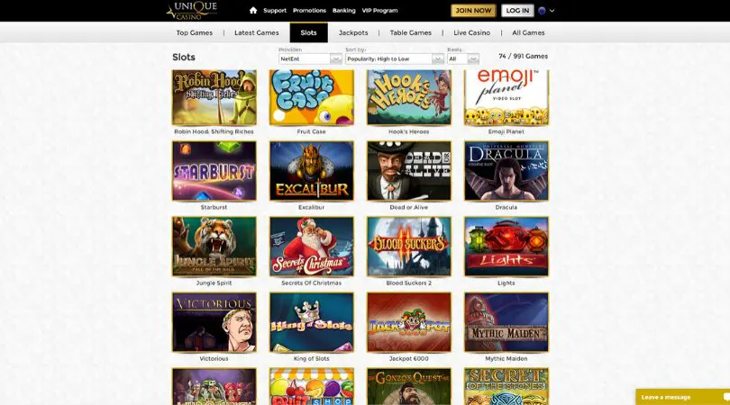 unique casino slots - netent - starburst - blood suckers - jungle spirit