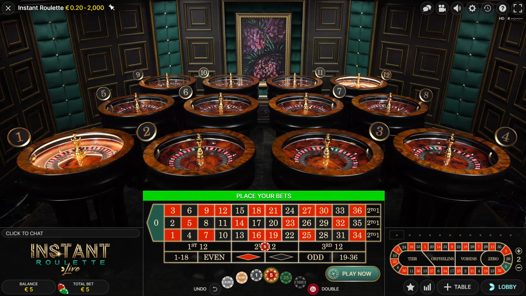 instant roulette 12 individualių rulečių žaidimo ratas