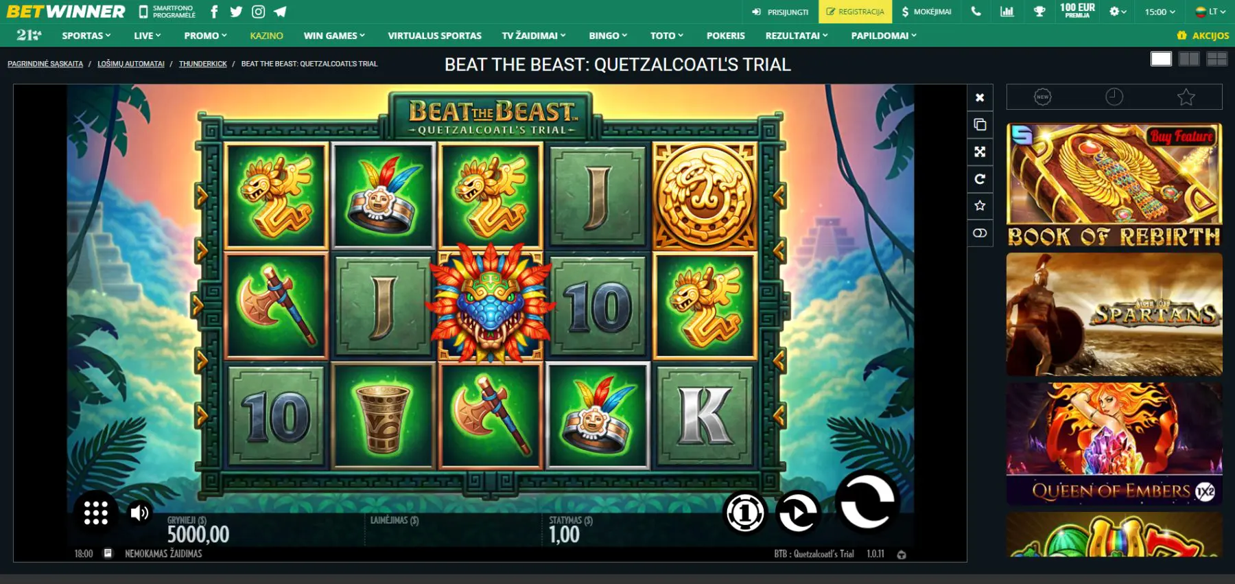 beat the beast thunderkick betwinner lošimo automatas