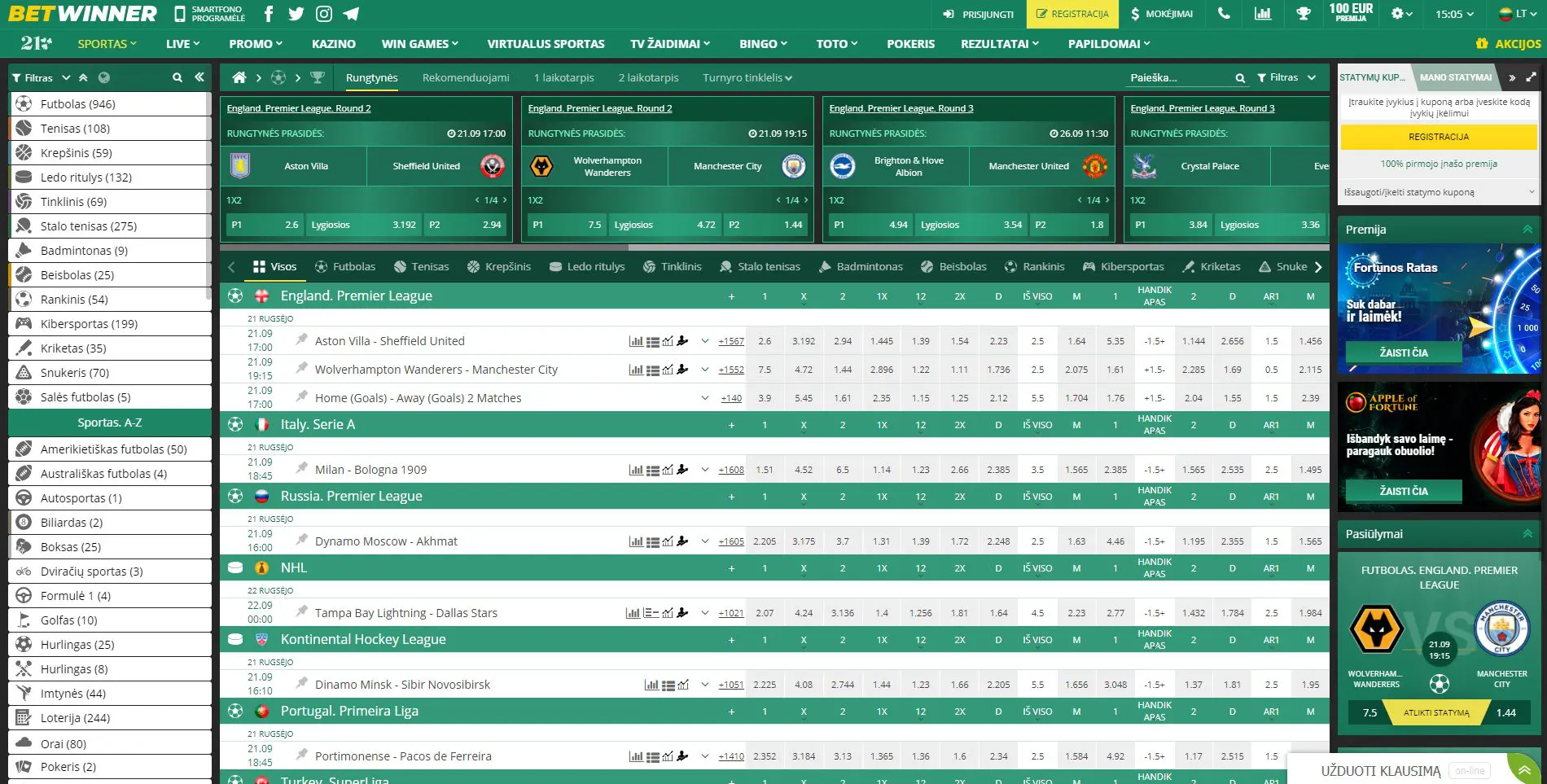 betwinner sporto lažybos koeficientai lažybos gyvai