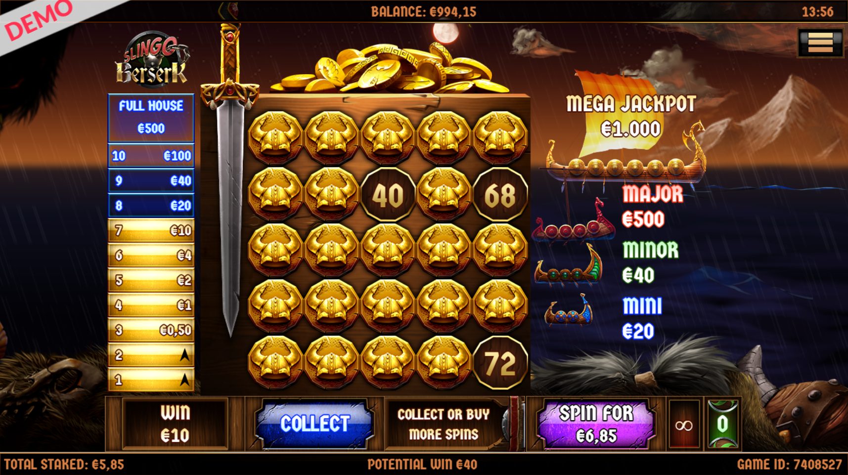 slingo berserk kazino žaidimas