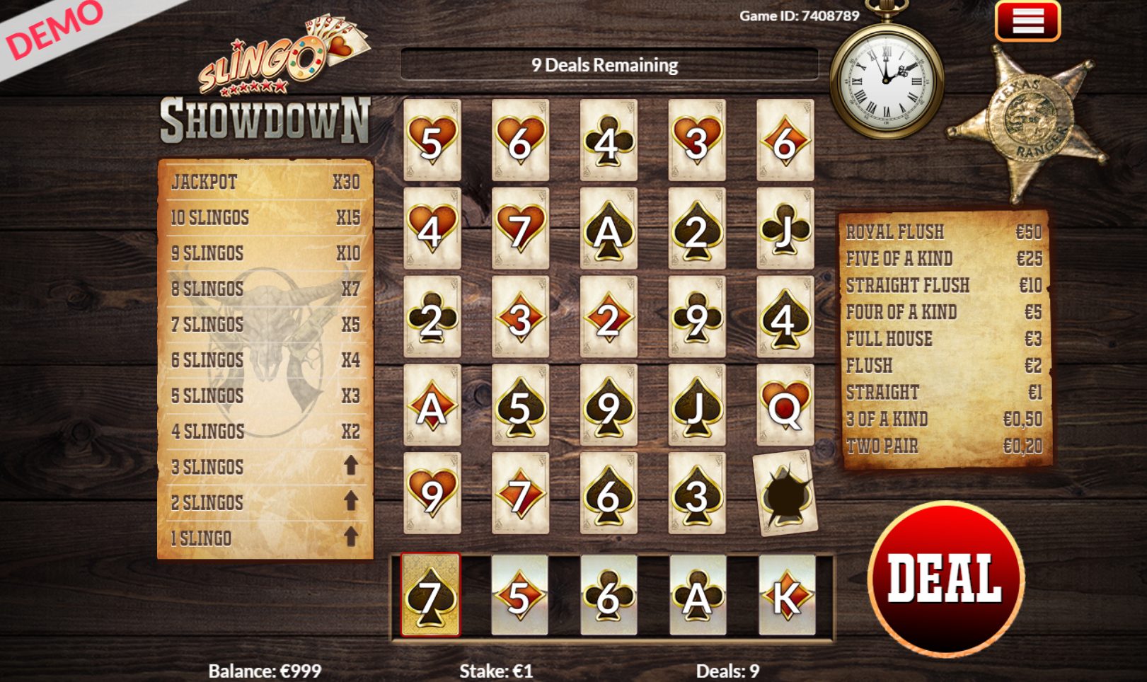 slingo showdown kazino žaidimas laukiniai vakarai