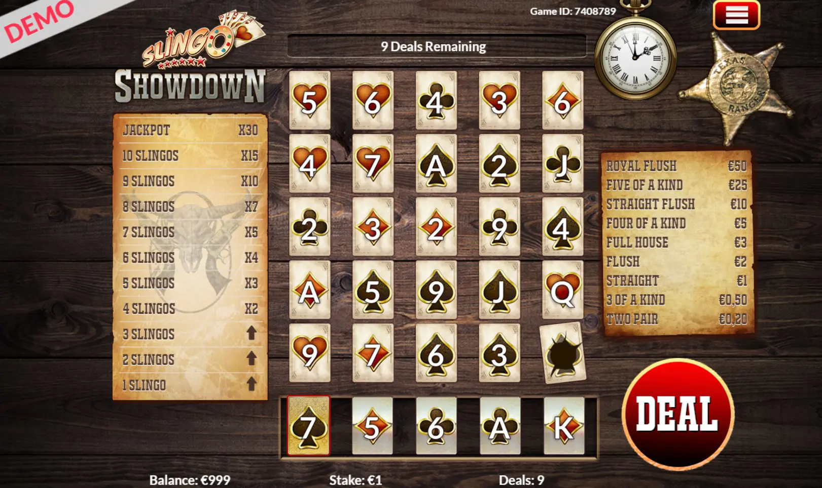 slingo showdown kazino žaidimas laukiniai vakarai