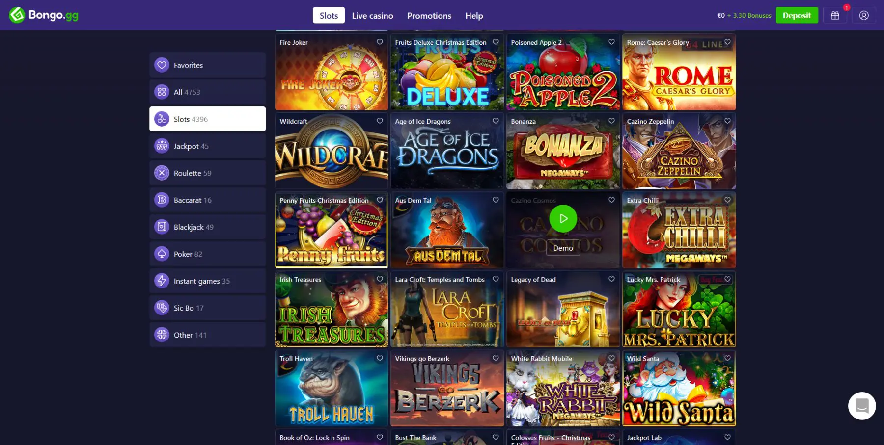 bongo casino lošimo automatai