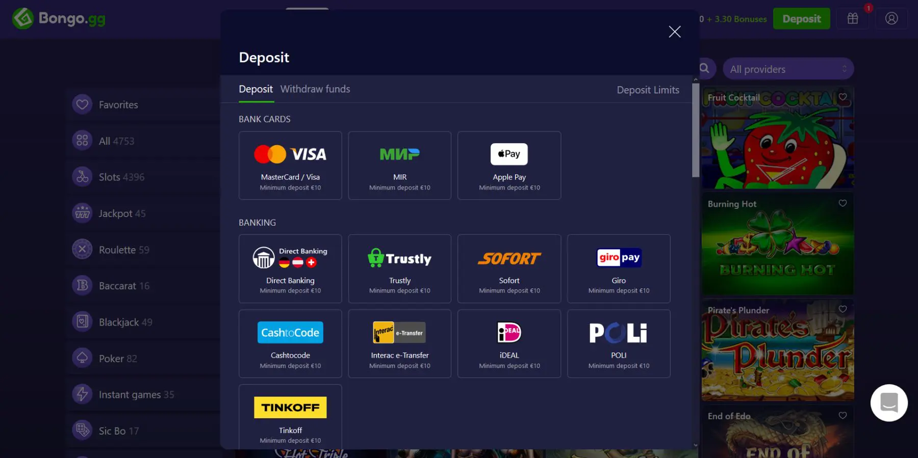 bongo gg mokėjimo metodai visa mastercard trustly