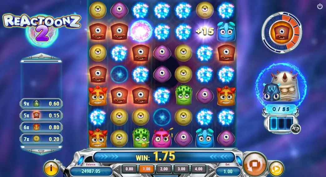 reactoonz 2 energingi wild simboliai fluctometer