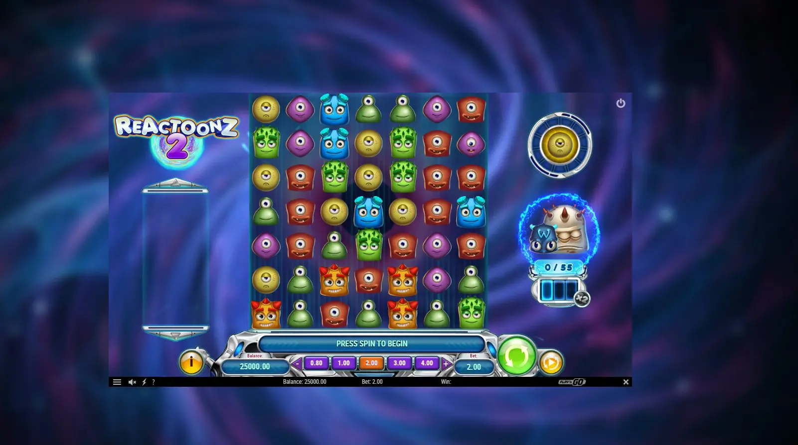 reactoonz 2 lošimo automatas play n go