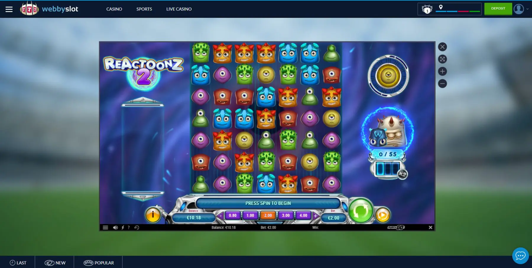 reactoonz 2 play n go webbyslot lošimo automatas