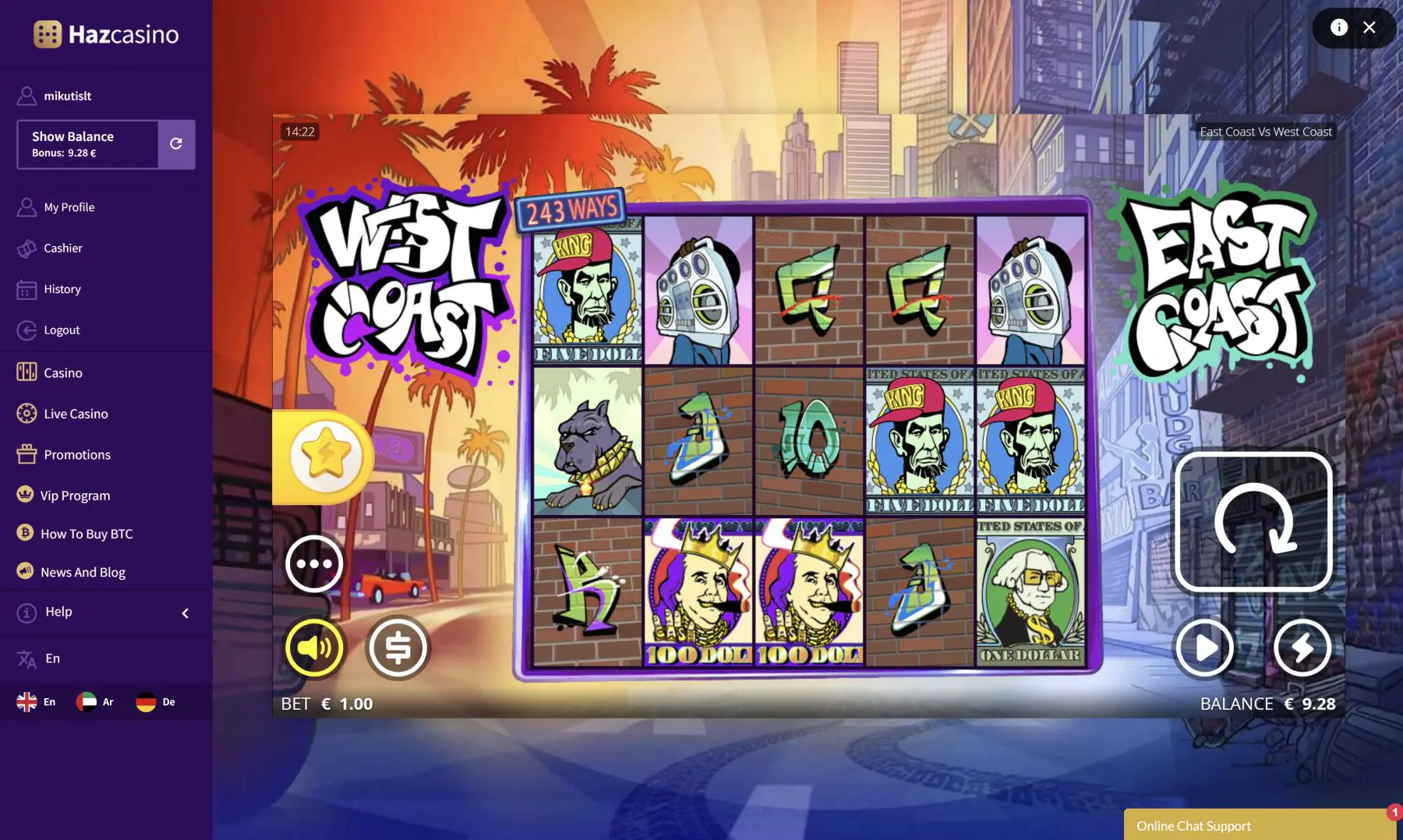 east coast vs west coast lošimo automatas nolimit city