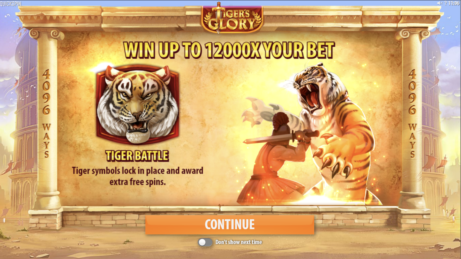 tiger battle tiger's glory tigras prieš gladiatorių