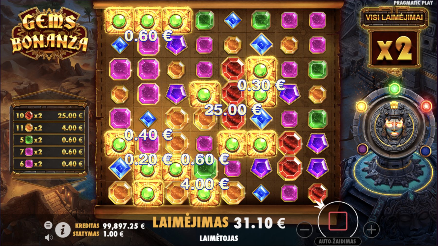 gems bonanza wild gems ypatybė