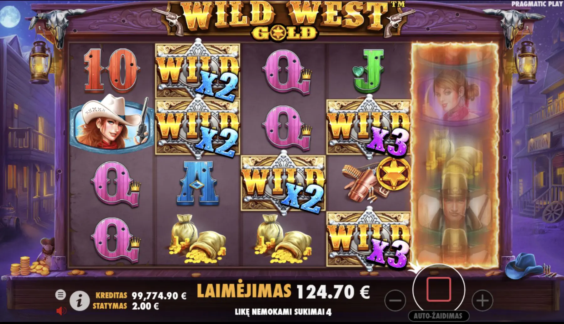 wild west gold free spins didelis laimėjimas wild simboliai