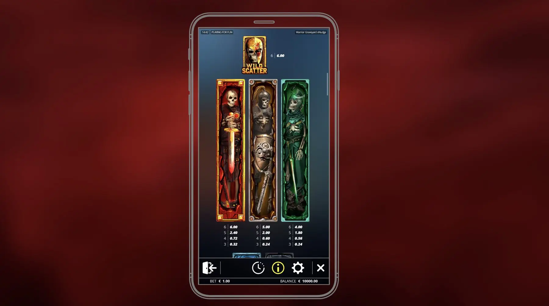 warrior graveyard wild simboliai raudonas karys