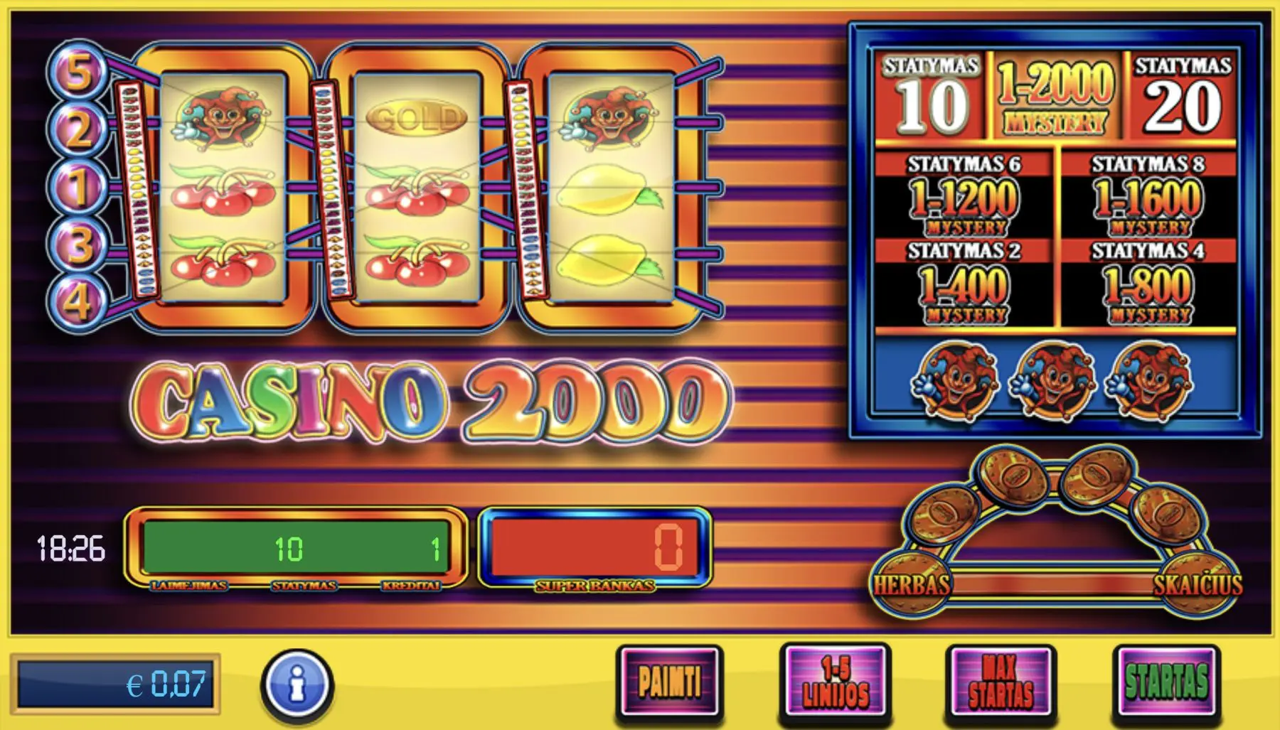 kazino 2000 lošimo automatas