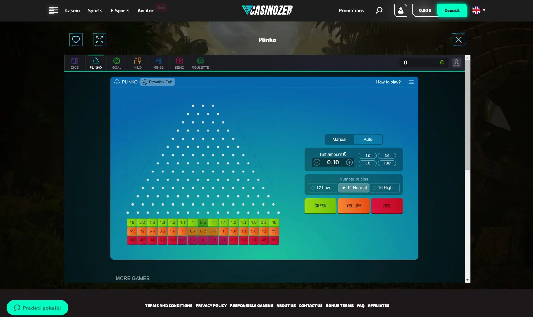casinozer plinko mini game spribe casinozer plinko mini game spribe