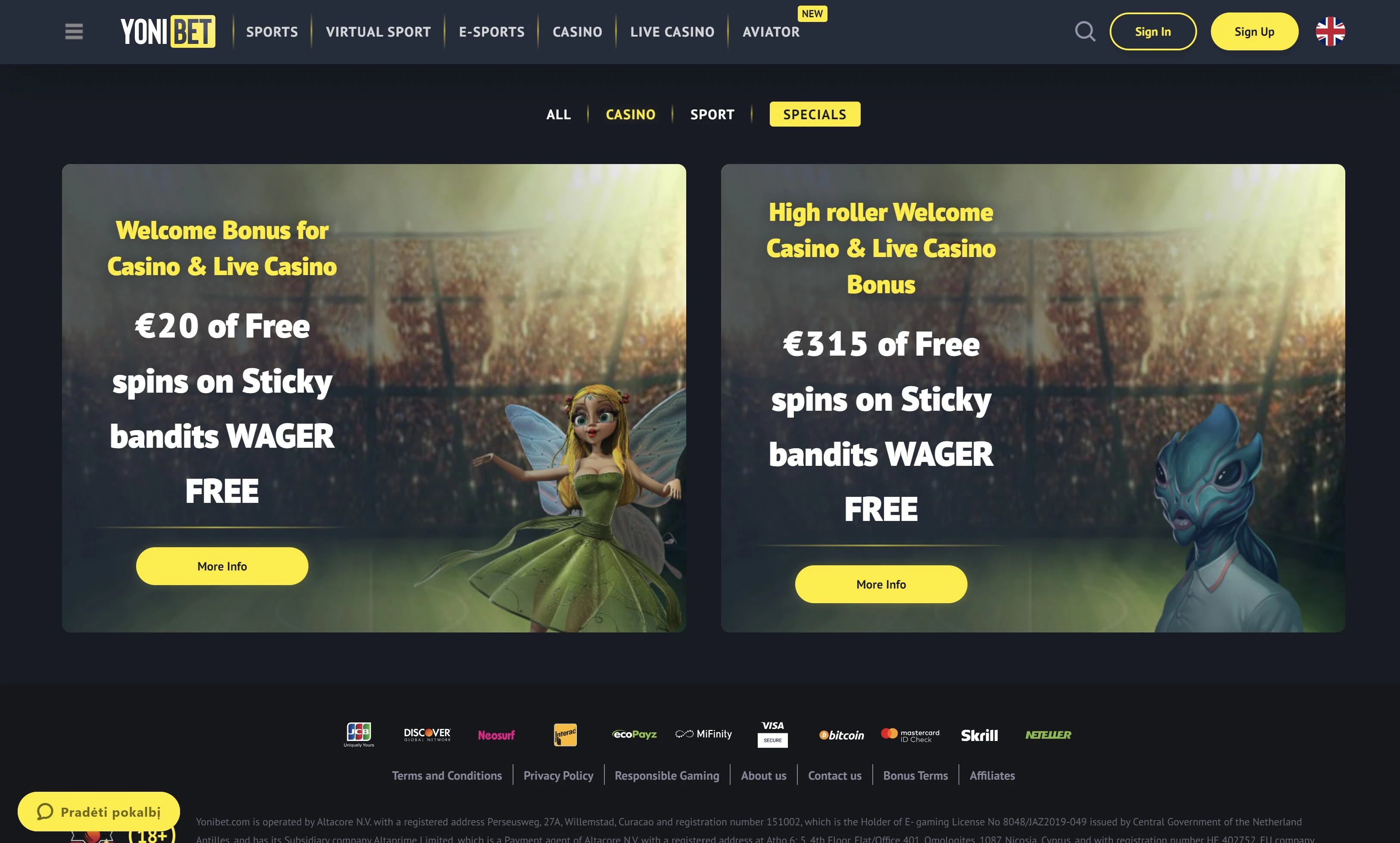 yonibet kazino premija nemokami sukimai free spins be peržaidimo