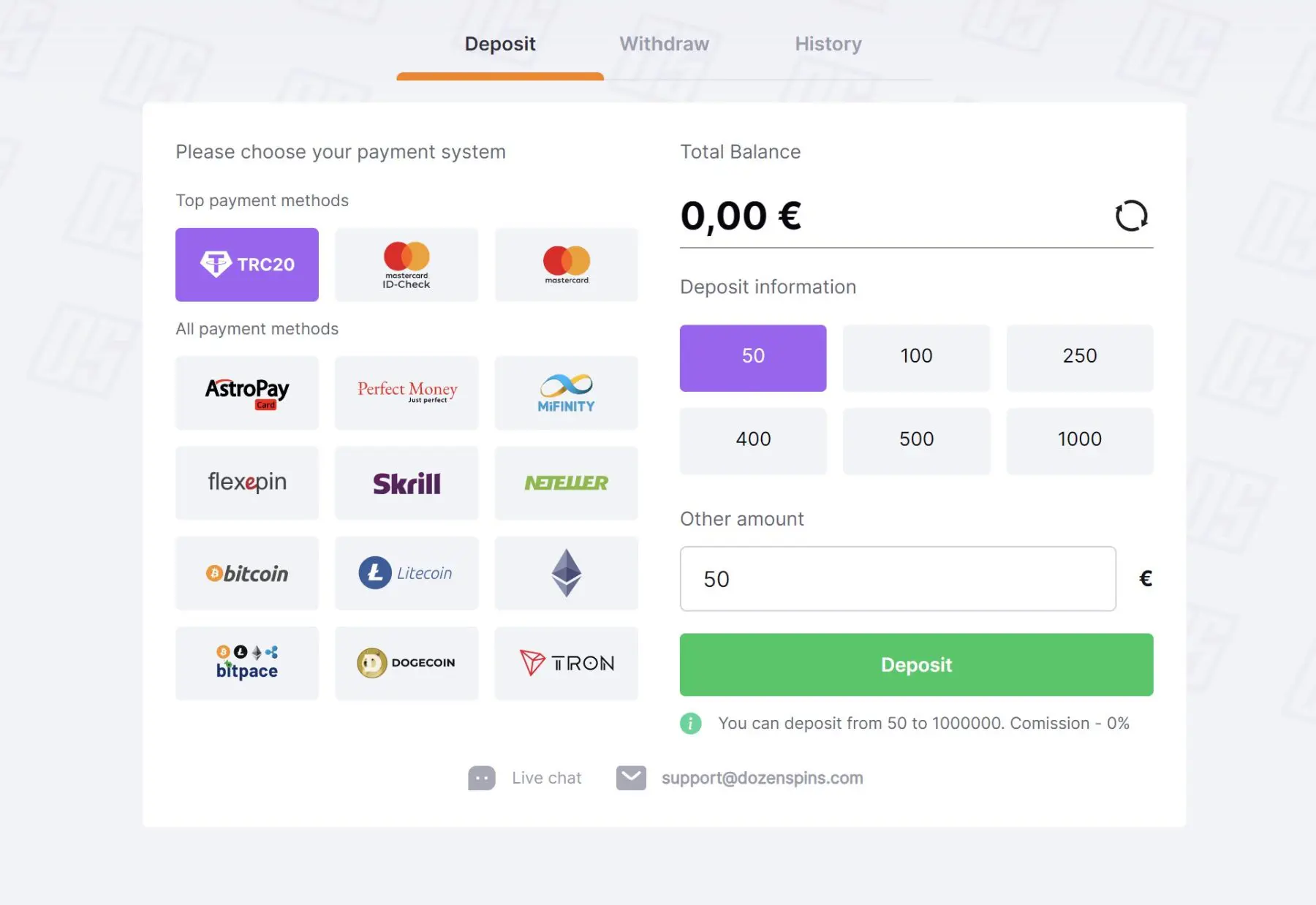 dozenspins mokėjimo metodai kriptovaliutos bitcoin litecoin ethereum tron dozenspins mokėjimo metodai kriptovaliutos bitcoin litecoin ethereum tron