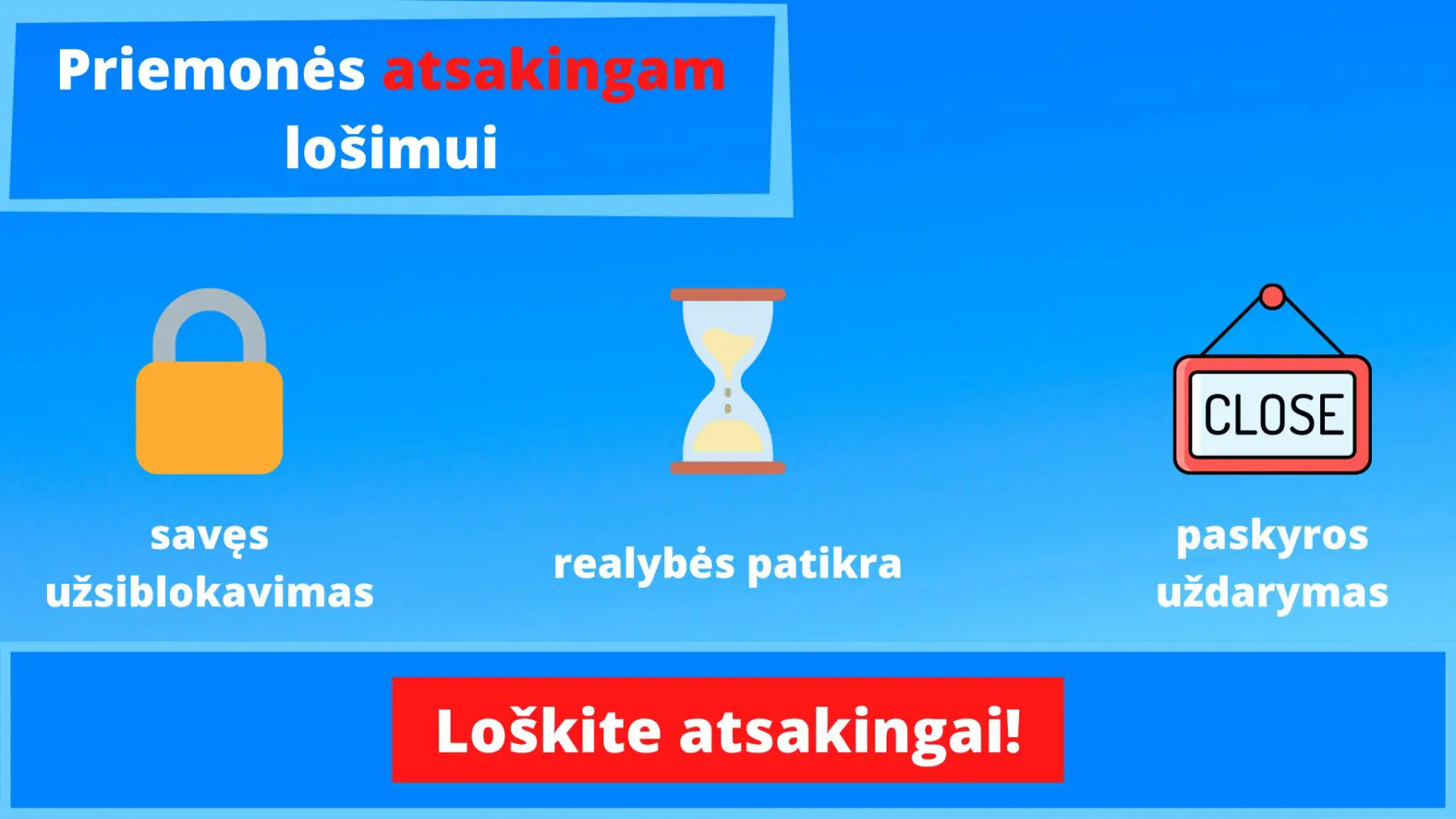priemonės atsakingam lo&scaron;imui - realybės patikra paskyros uždarymas