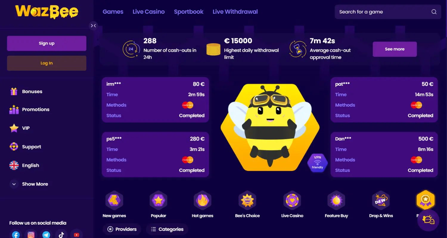 Wazbee xrp internetinis kazino