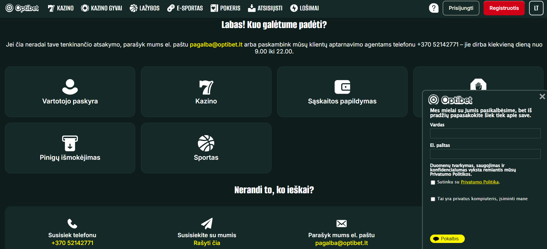 „Optibet“ klientų aptarnavimas Optibet.lt-klientų-aptarnavimas