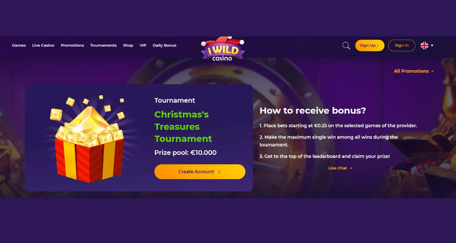 iWild kazino kalėdinis turnyras