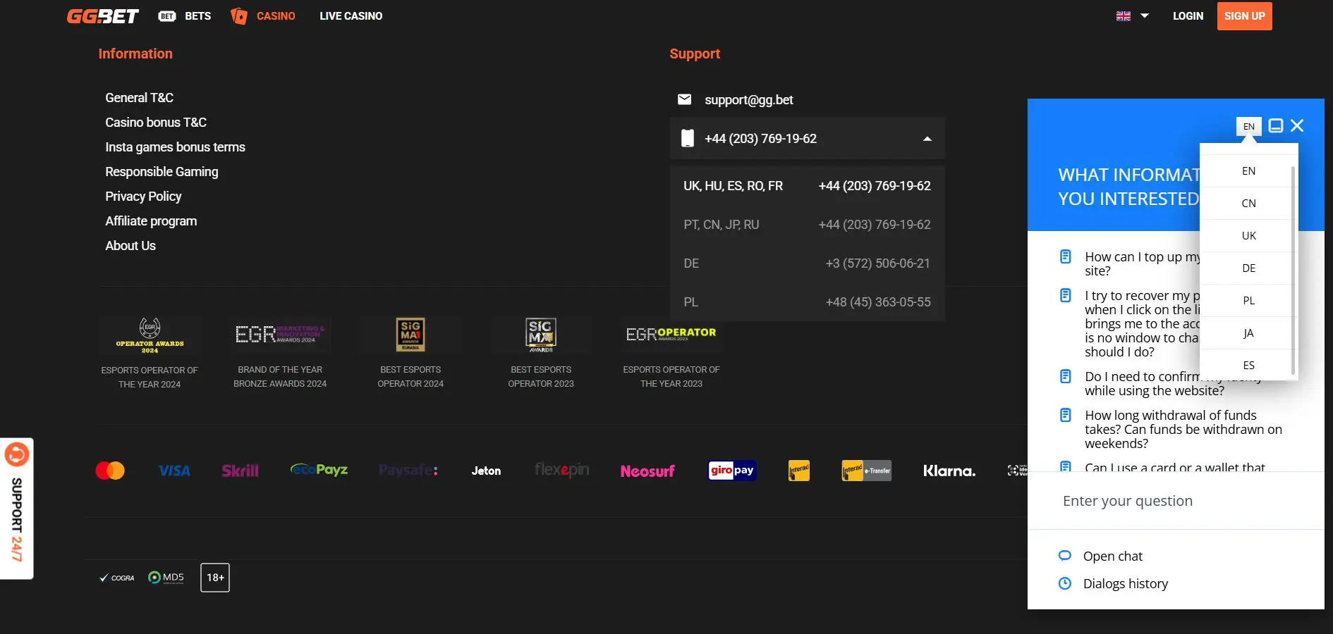 GGBET-Casino-klientu-aptarnavimas