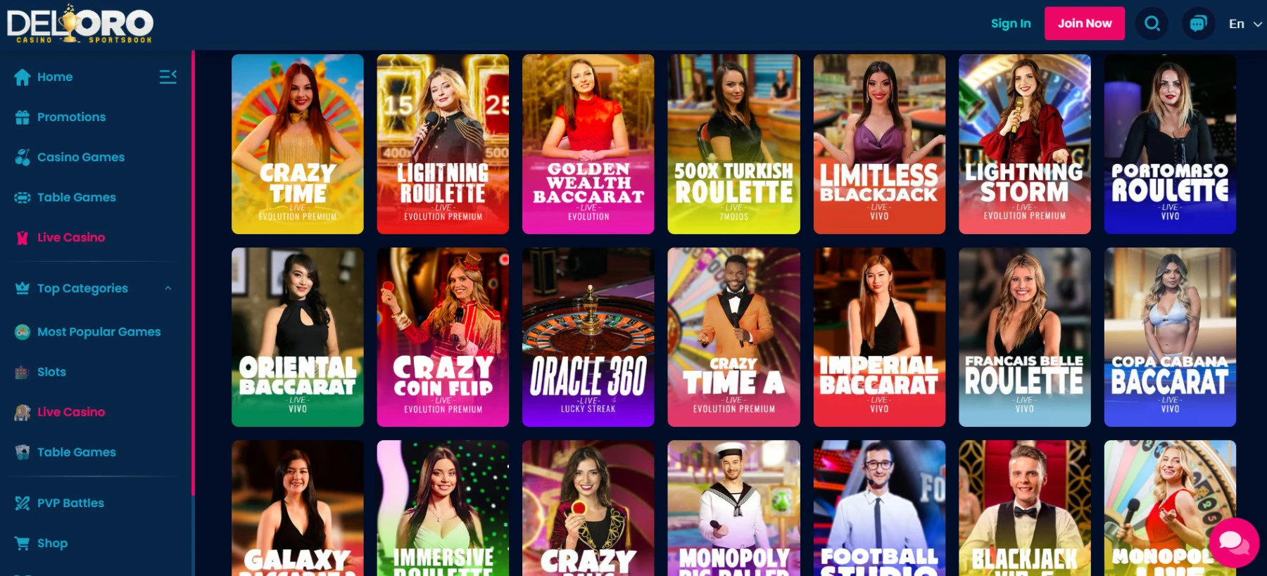 Live kazino žaidimai Del-Oro-live-kazino-zaidimai