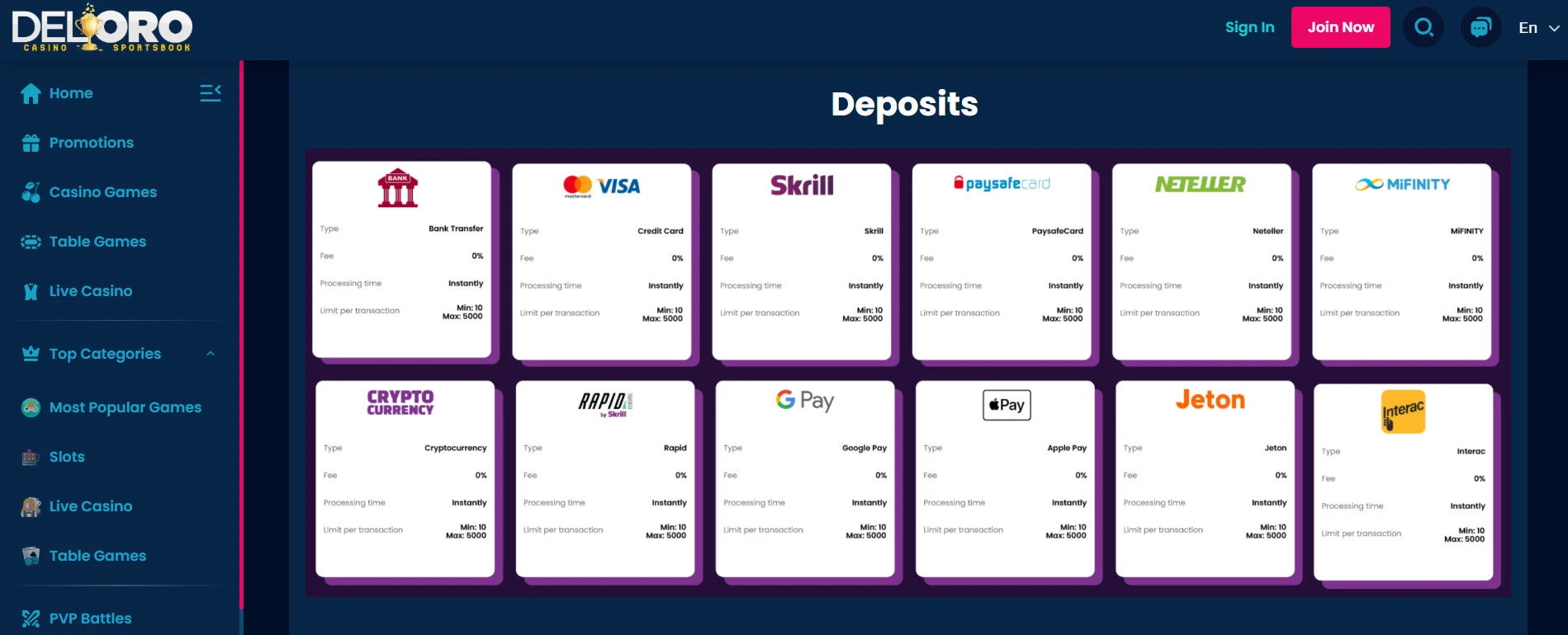 Mokėjimo metodai Del-Oro-mokejimo-metodai