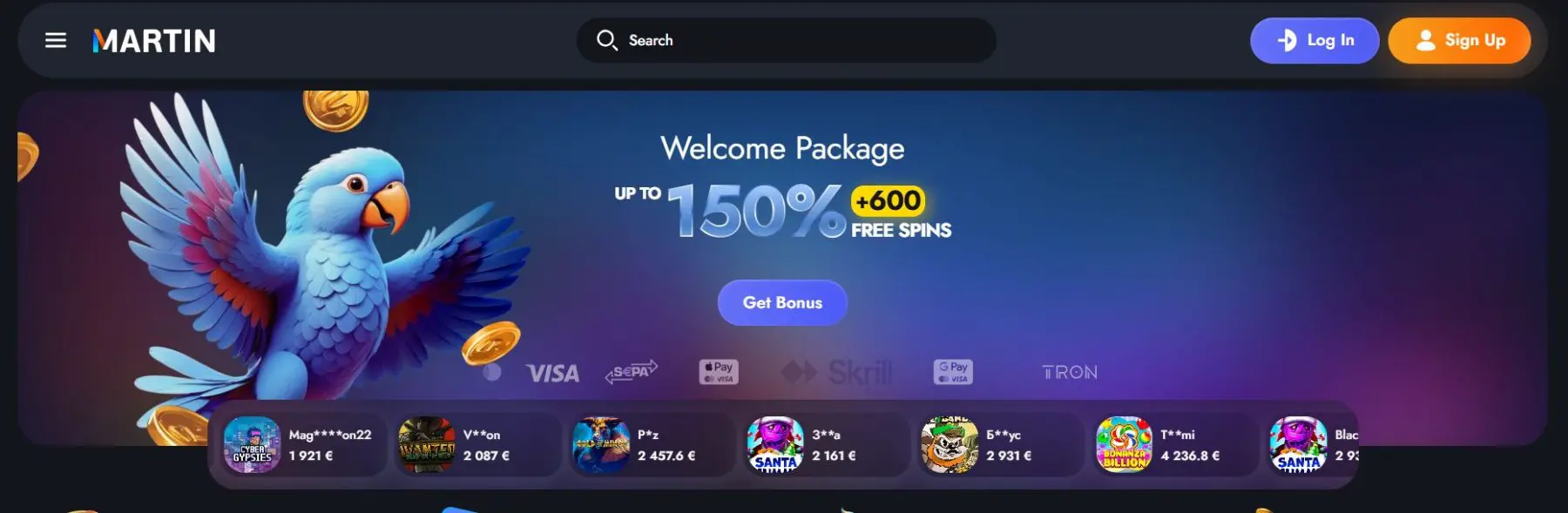 Pasveikinimo bonusas martin-kazino-bonusai