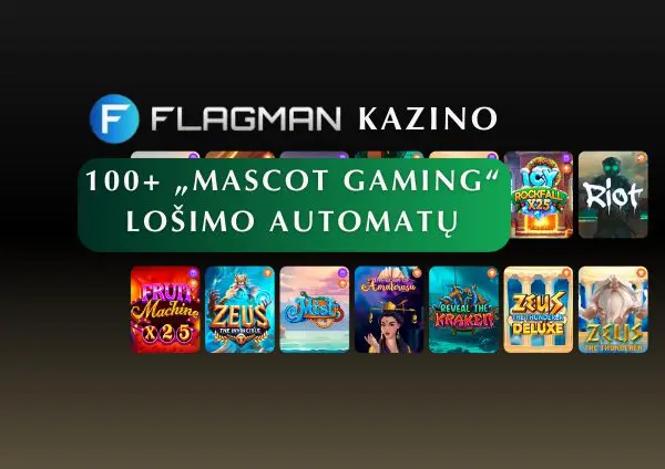„Flagman“ kazino – daugiau nei 100 „Mascot Gaming“ lošimo automatų
