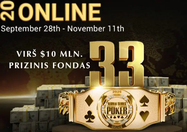 Caesars pristato 2025 m. WSOP internetinę rudens seriją su $10 mln. priziniais fondais