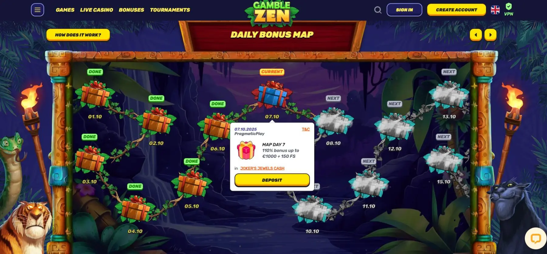 Daily Bonus Map akcija gamblezen-akcija-daily-bonus-map