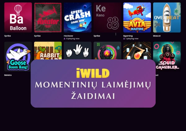 Momentinių laimėjimų žaidimai „iWild“ kazino