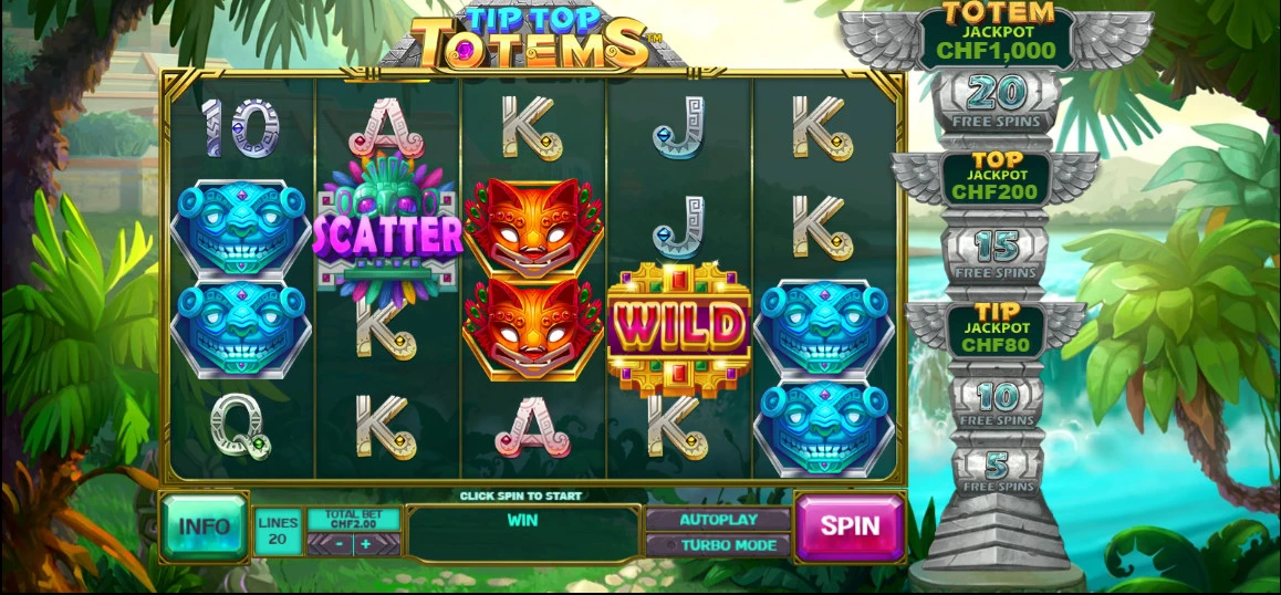 Žaidimo funkcijos Tip-Top-Totems-lošimo-automatas