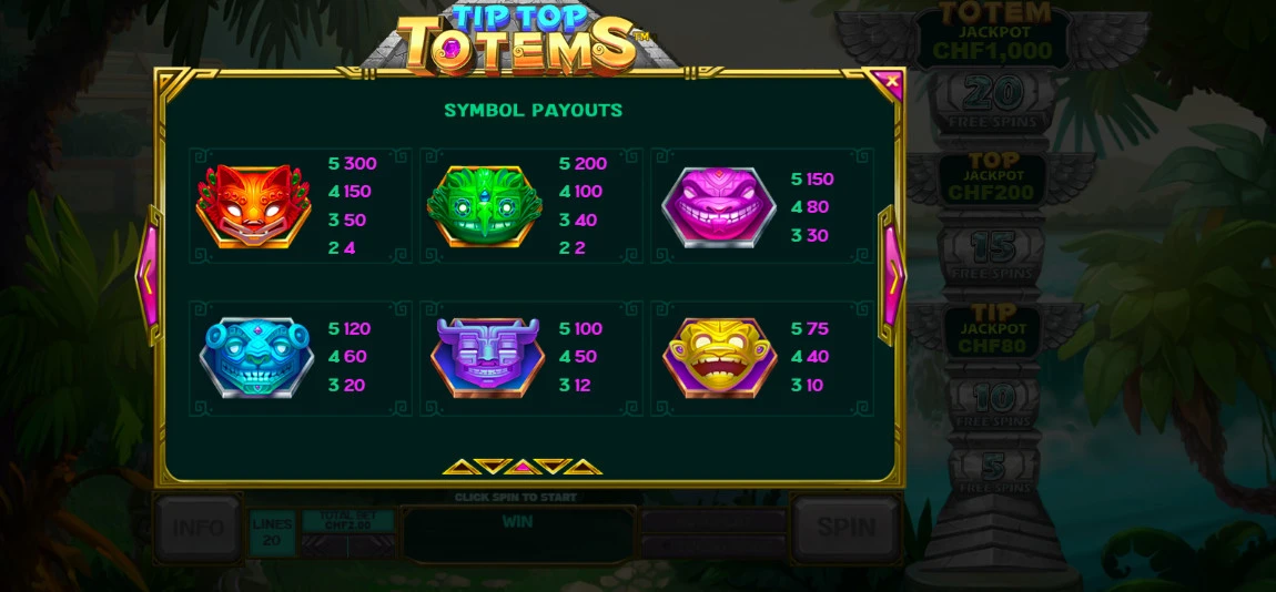 Žaidimo simboliai Tip-Top-Totems-simboliai