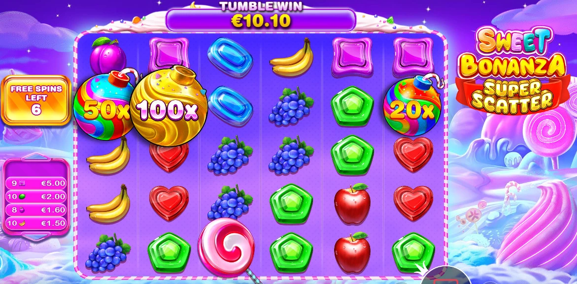 Daugiklių simboliai Sweet-Bonanza-Super-Scatter-daugikliai