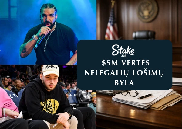 Drake'as ir Adin'as Ross'as įtraukti į $5M vertės „Stake.us“ lošimų bylą
