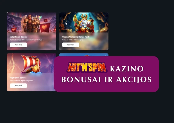 „HitnSpin“ kazino bonusai ir akcijos