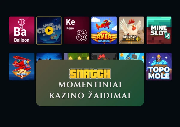 Populiariausi „Snatch“ kazino momentiniai žaidimai