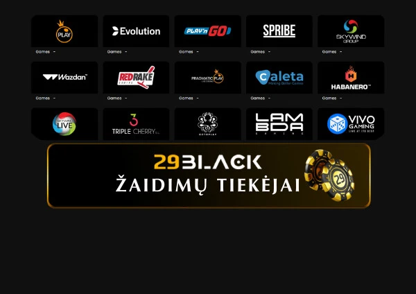 Geriausi „29Black“ kazino žaidimų tiekėjai