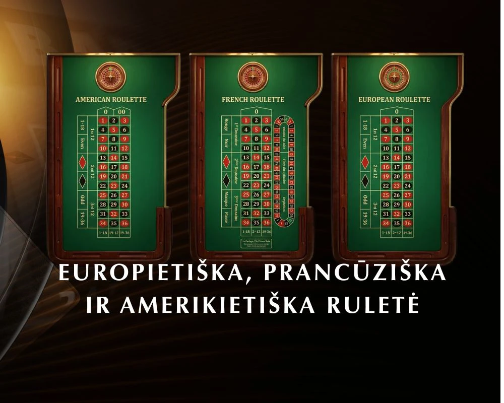 Kuo skiriasi europietiška, prancūziška ir amerikietiška ruletė